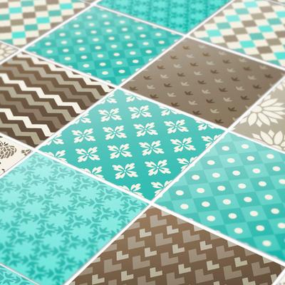 Kék-barna patchwork - padlómatrica